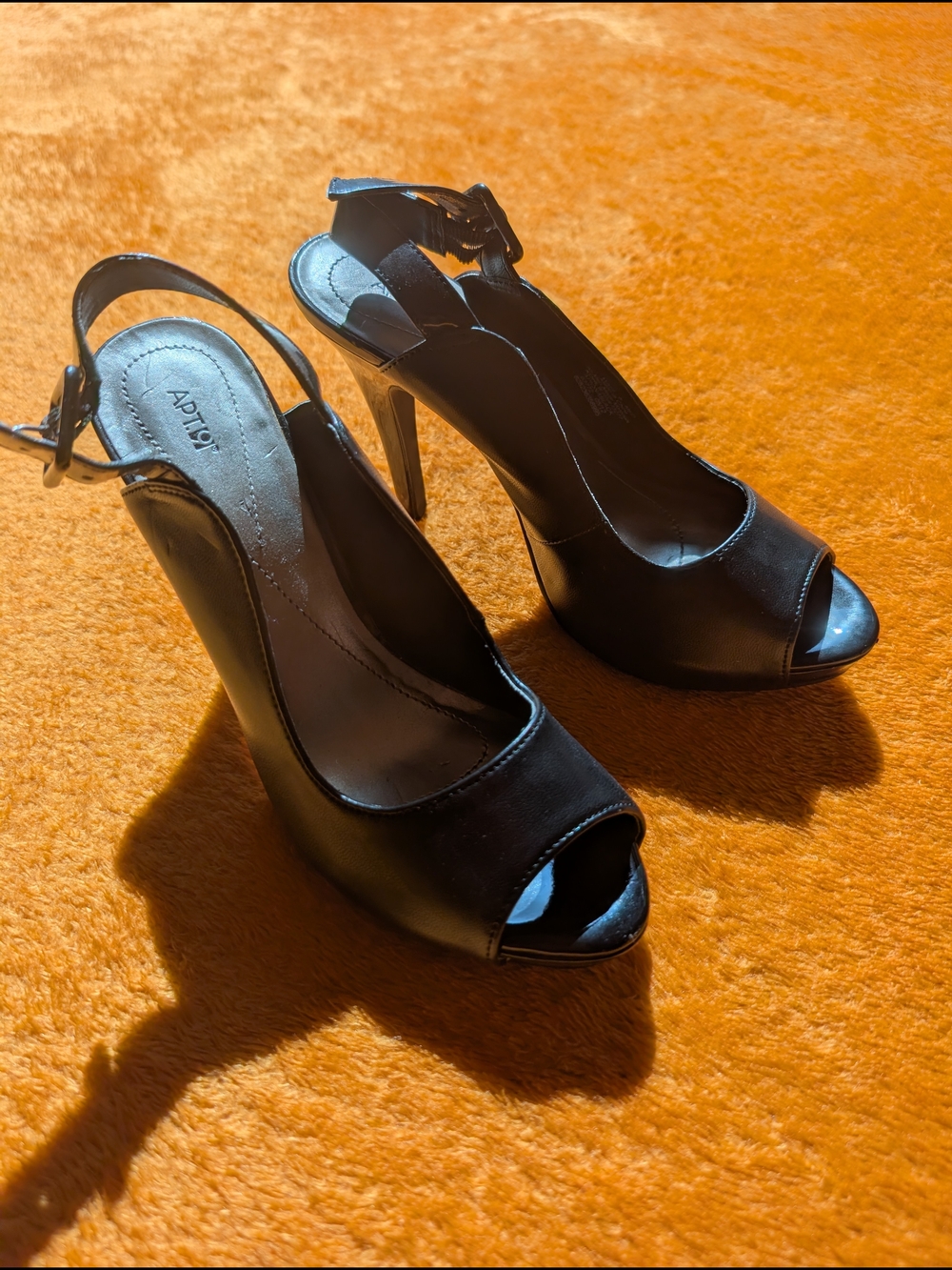 Apt. 9 Black Peep-Toe Slingback Heels